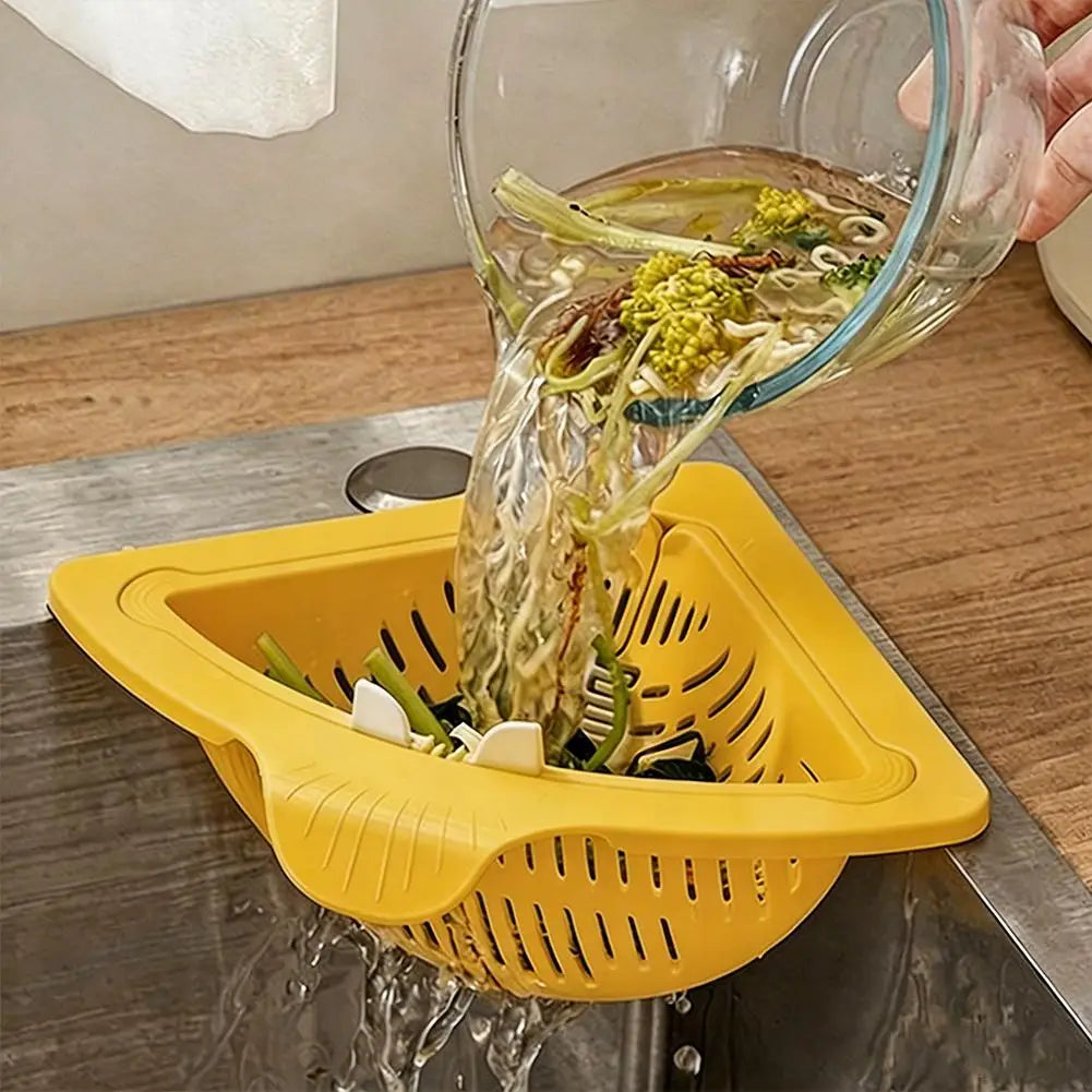 Kitchen Triangular Sink Drain Basket Food Waste Strainer Filter Hanging Corner Vegetable Fruit Colander Sponge Holder Organizer HIP