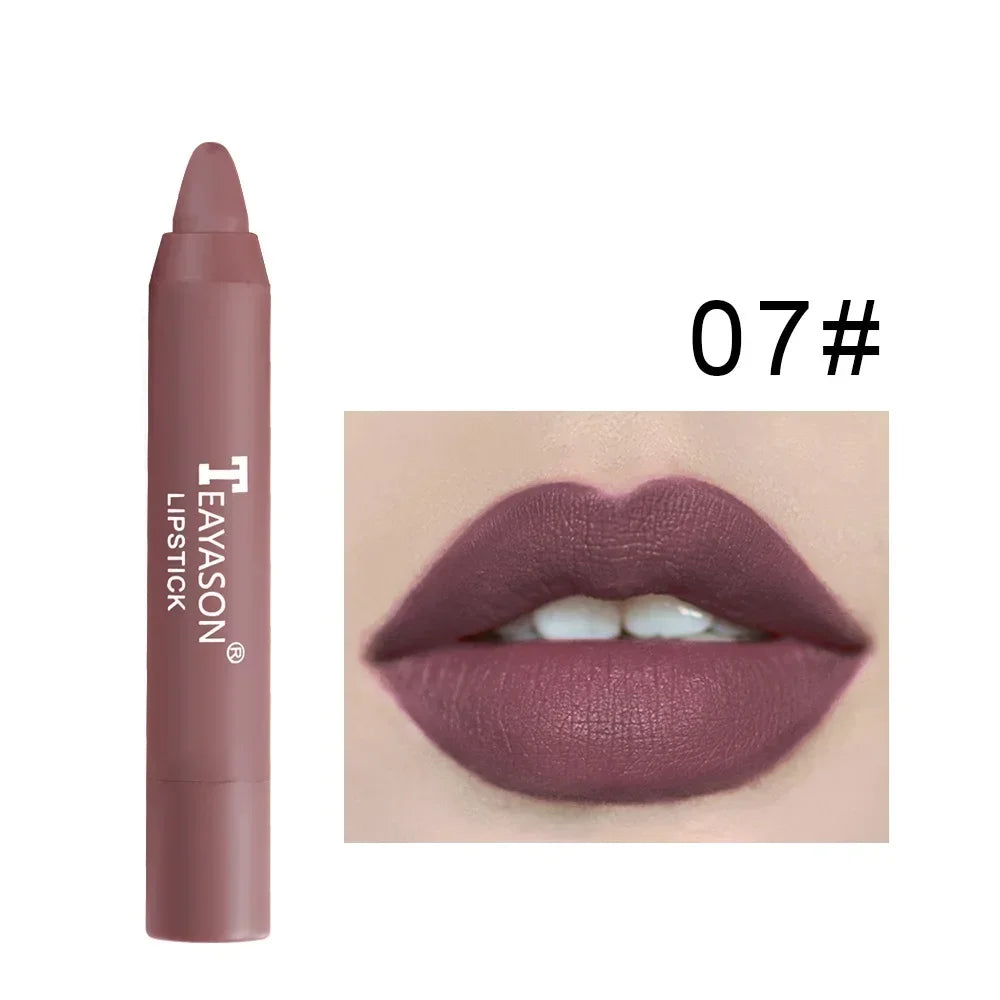 12 Colors Velvet Matte Lipsticks Pencil Waterproof Long Lasting Sexy Red Lip Stick on-Stick Cup Makeup Lip Tint Pen HIP 07