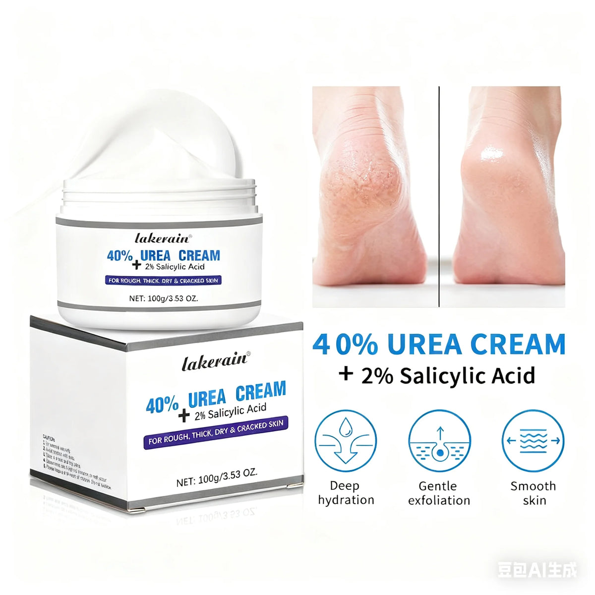 New 42% Urea Cream + 2% Salicylic acid Foot and hand Moisturizer, deep moisturizer and Nourishing moisturizer HIP