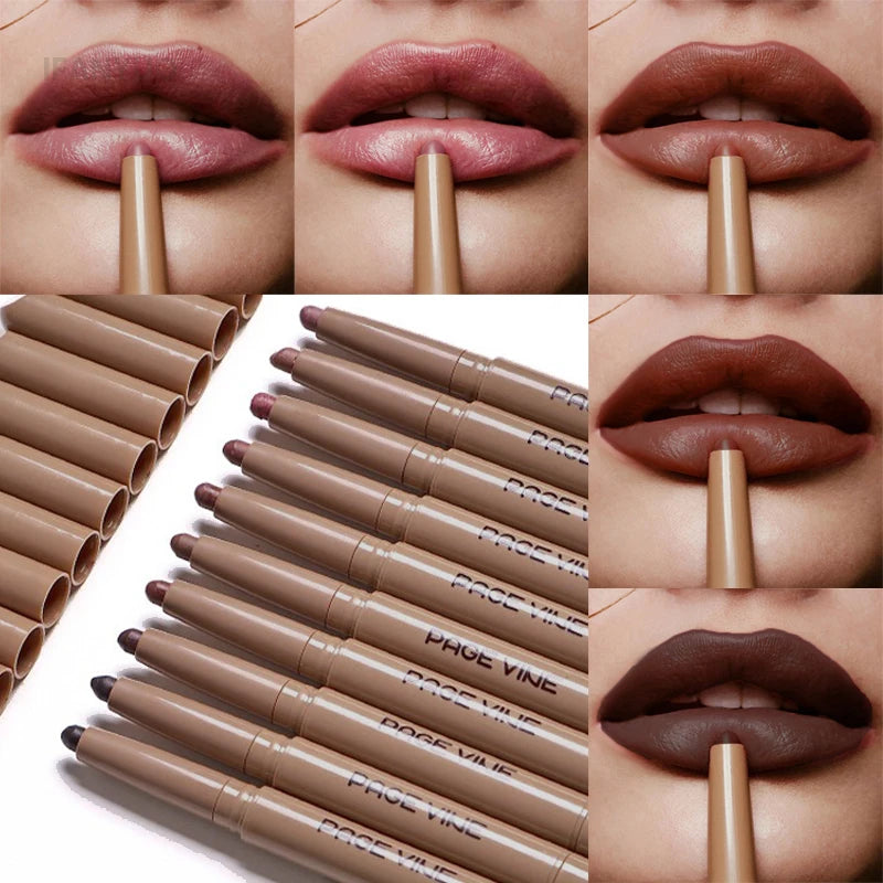 Chocolate Brown Silky Lipliner Pen Peptide Lipgloss Pencil Lasting Matte Nude Pink Lipstick Lip Outline Contour Defind Lip Liner HIP