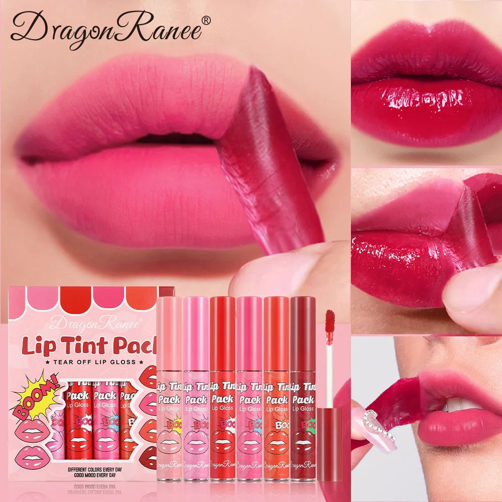 Dragon Ranee 6-Pc Tear-Off Lip Gloss Set – Matte & Waterproof Lip Gloss Set HIP DR146 2gx6pcs