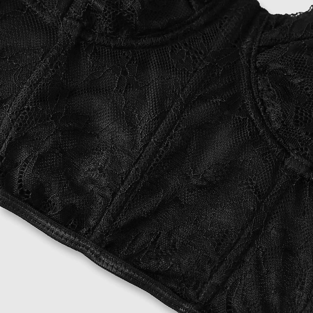 Sexy Black Semi Transparent Bra Mesh Push Up Bralet Women's Tube Top Corset Bustier Vest Club Party Crop Top Elegant Lingerie HIP