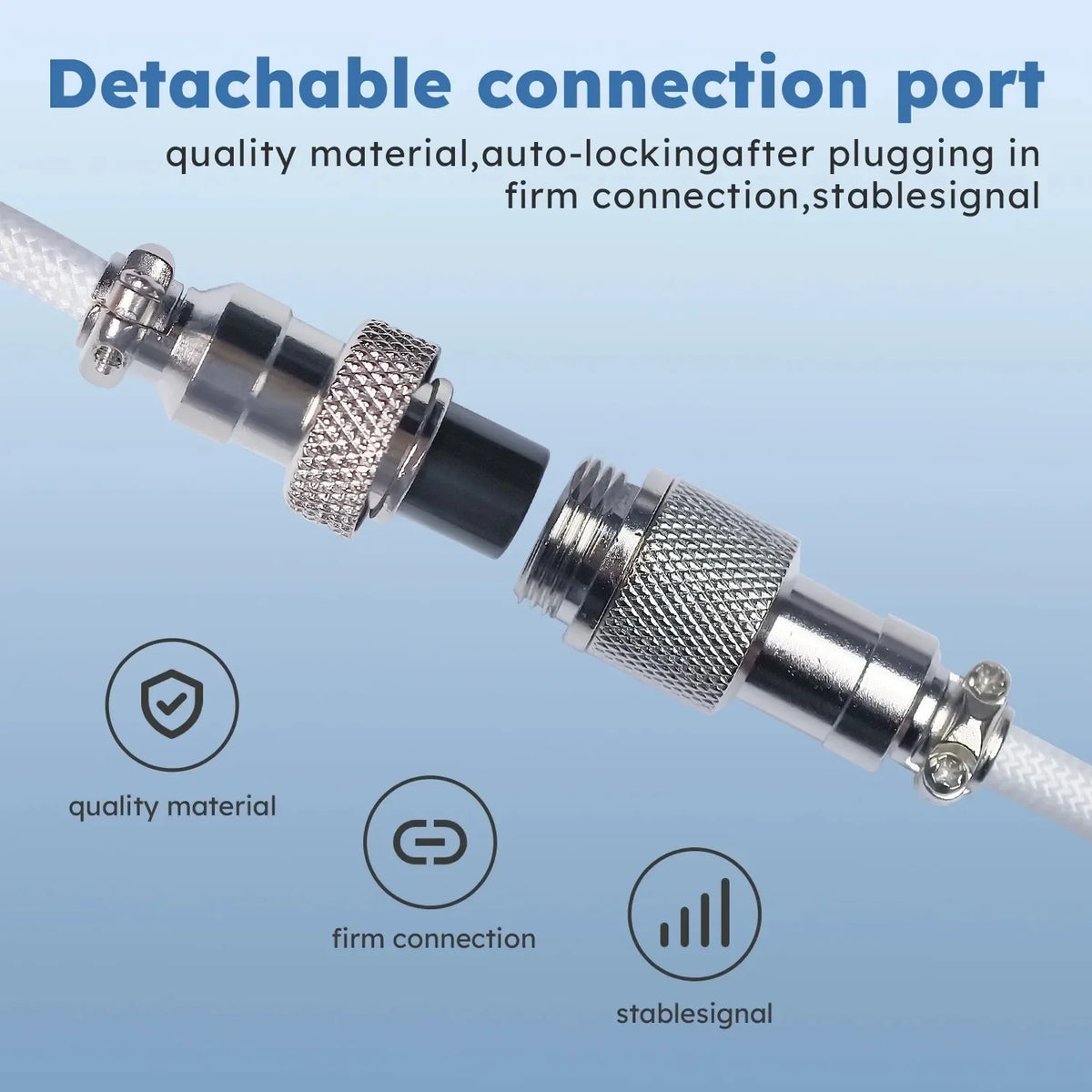 KEBIDUMEI Coiled Mechanical Keyboard Cable – Type-C Aviation Plug Keyboard Cable HIP