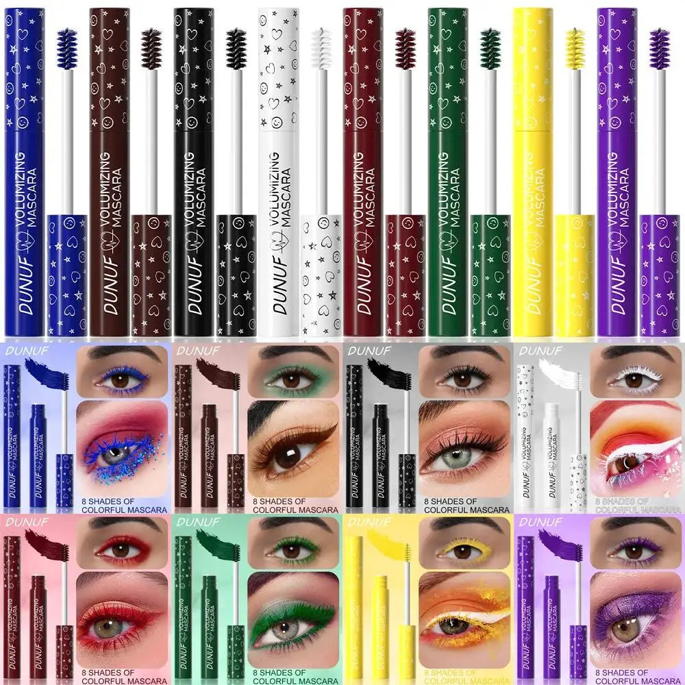 DUNUF Colorful Waterproof Curling Mascara – Blue Green Purple Colorful Mascara HIP