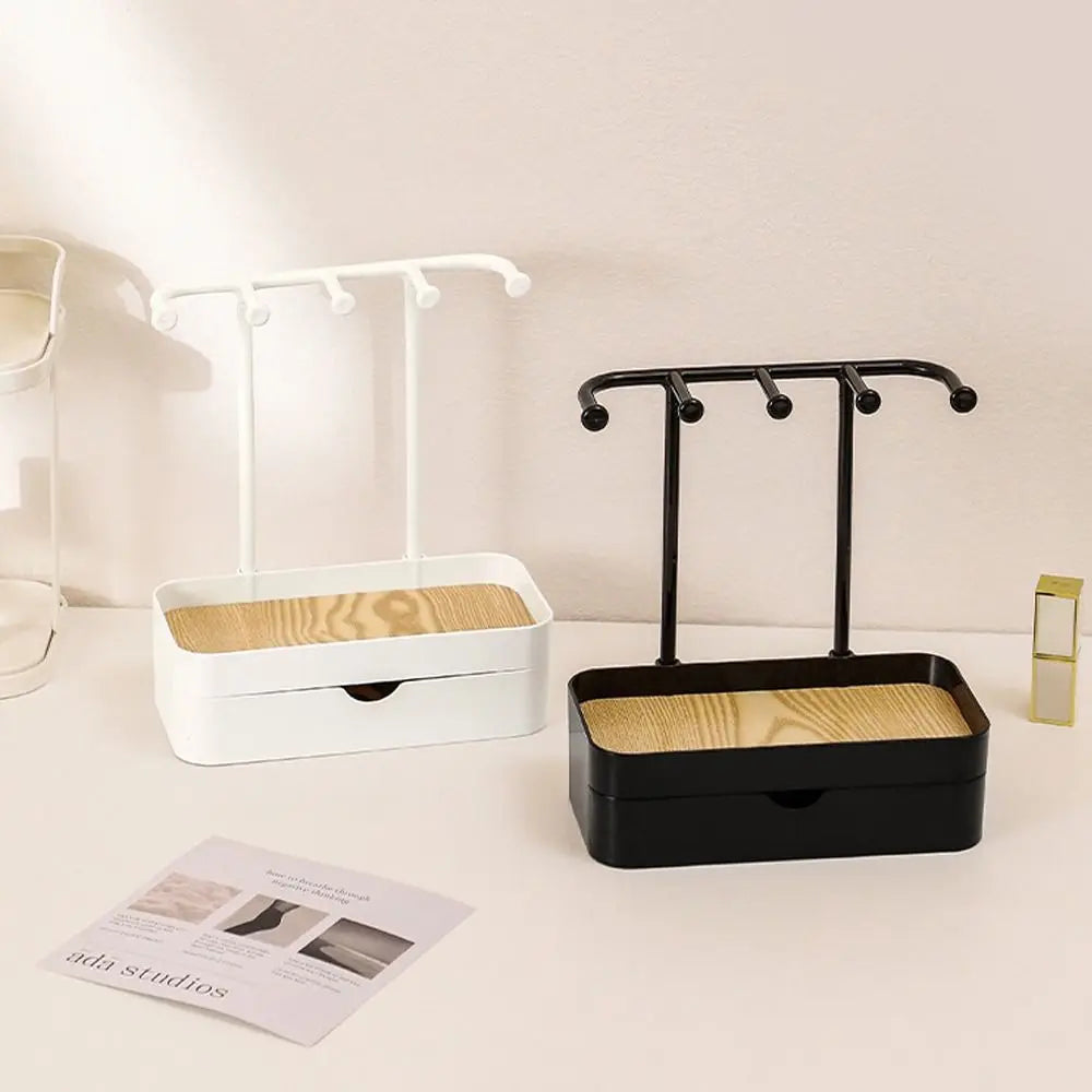 Jewelry Display Rack with Drawer & Wooden Base | Desktop Organizer Jewelry Display Rack HIP