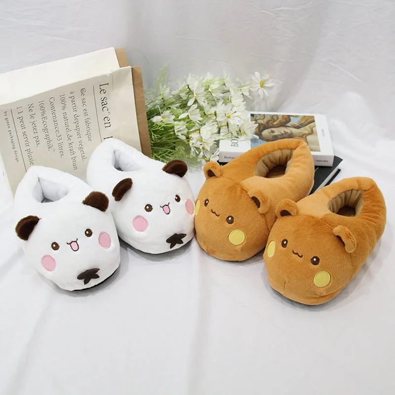 Panda Bubu & Dudu Plush Couple Indoor Slippers | One Size Novelty Plush Slippers HIP