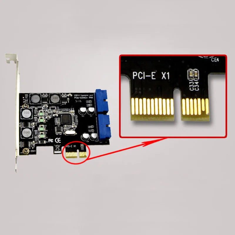 PCIe to USB 3.0 Front Panel Card – 4-Port 5Gbps Adapter PCIe USB Expansion Card HIP