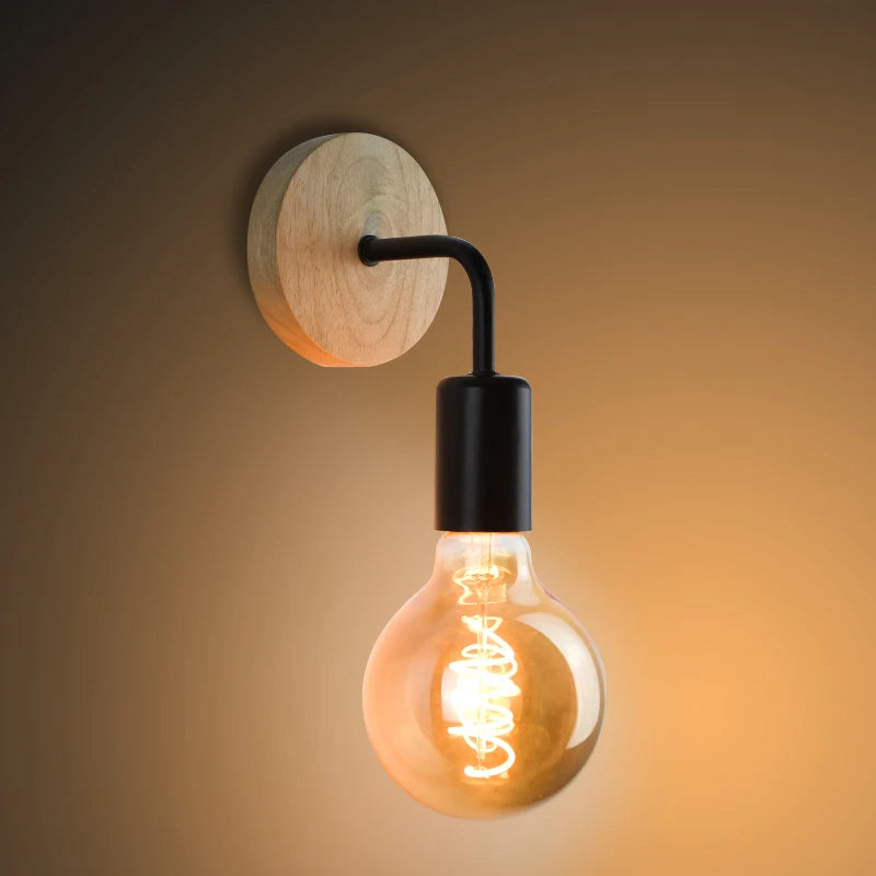 Retro Wood Wall Sconce – E27 Vintage Indoor Wall Lamp | YNL Wall Sconce HIP