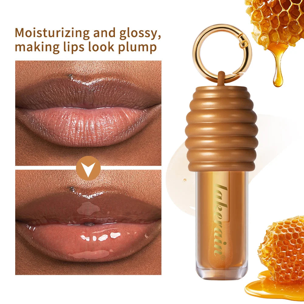 Lip Honey Lip Oil Lip Plumper Hydration Long Lasting Moisturizing Smooth Nourishing Non Sticky Bag Clip Ring Cosmetics Lip Balm HIP