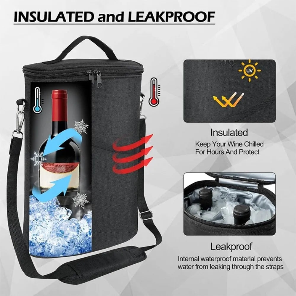 Insulated Leakproof Wine Cooler Bag with Shoulder Strap Insulated Wine Tote HIP