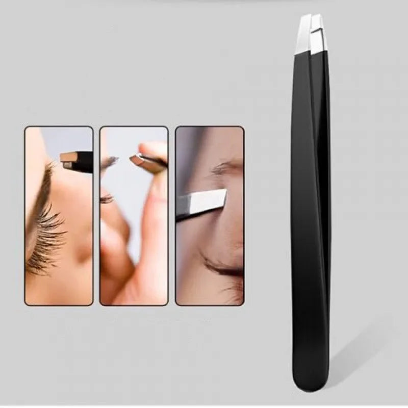 Black Slant Tip Eyebrow Tweezers – Stainless Steel | HIP Eyebrow Tweezers HIP