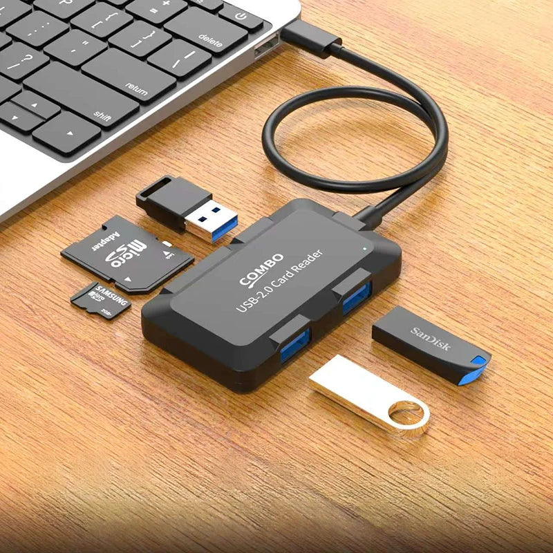 5-Port USB 2.0 Hub with SD/TF Card Reader – Plug & Play USB Hub Adapter HIP