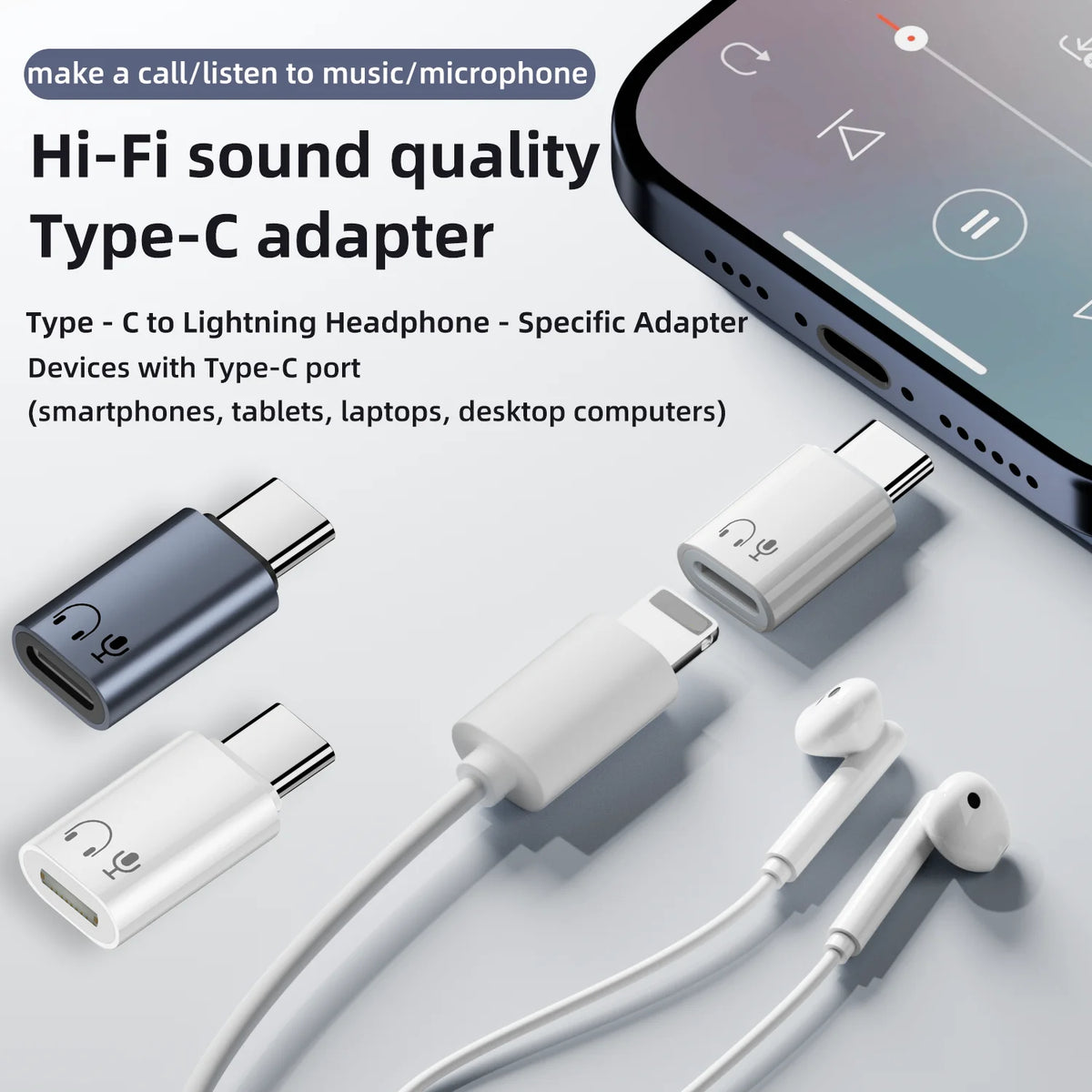 USB-C to Lightning Audio Adapter | Hi-Fi Headphone Converter Audio Adapter HIP