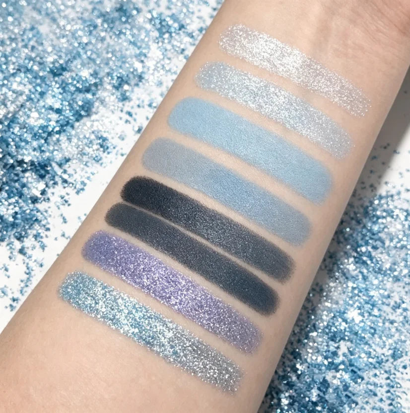 JUJU Dream Shimmer Glitter Eyeshadow Palette – Ice Blue Pigment Eyeshadow Palette HIP