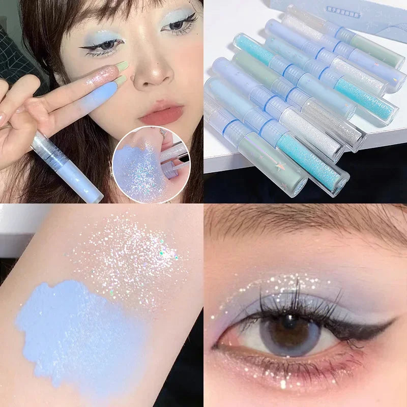 Double-headed Liquid Eye Shadow Matte Sequins Pearlescent Eye Makeup Lying Silkworm Brightening Droplet Tear Makeup Beauty Tools HIP