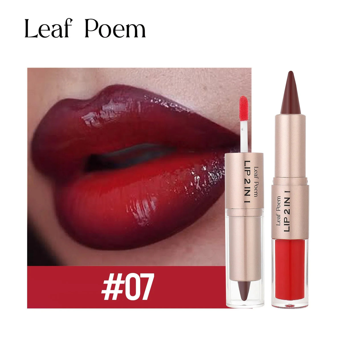 2IN1 Tapered Gradient Lipliner Pen Nude Brown Mirror Glass Lip Gloss Matte Lip Liner Waterproof Lip Contour Non Stick Makeup HIP 07
