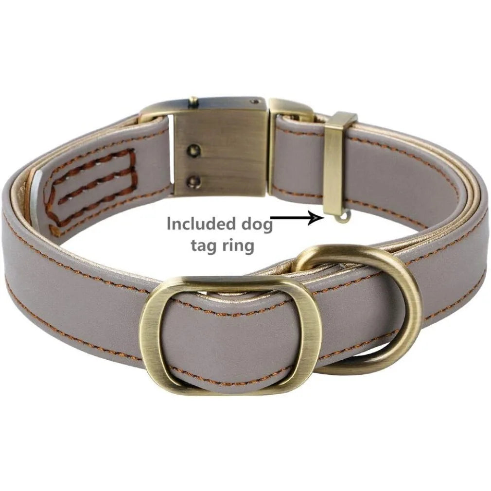 Luxury Padded Leather Dog Collar – Quick-Release Buckle Leather Dog Collar HIP