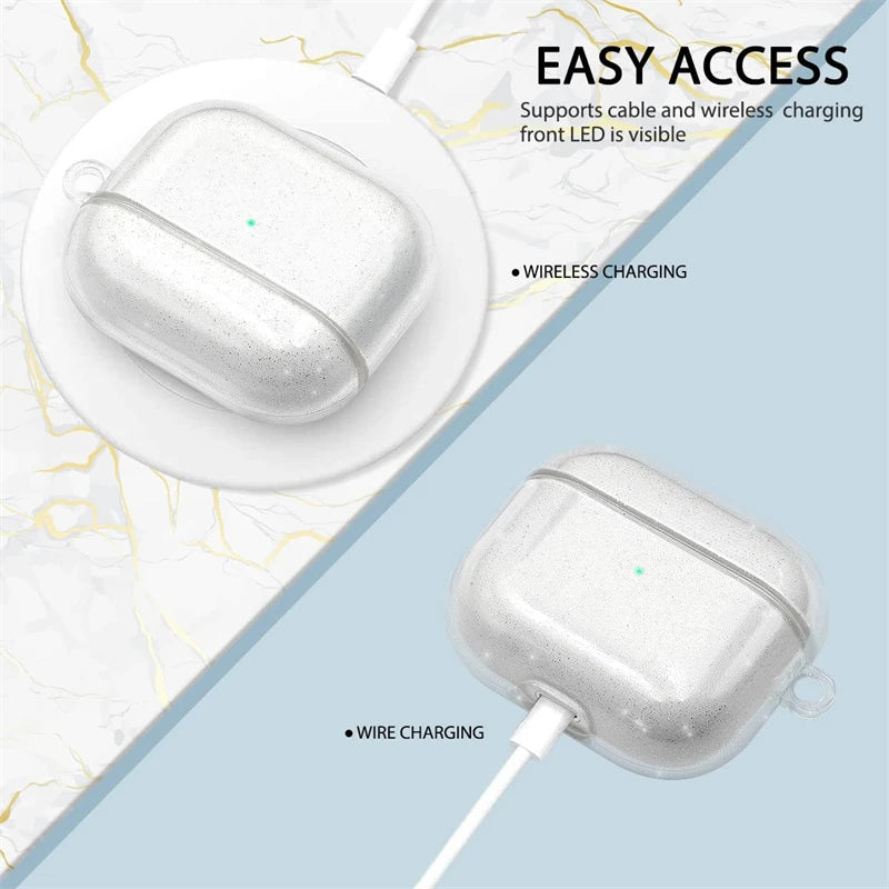 Glitter Silicone AirPods Pro Case with Keychain Ring | TPU AirPods Case HIP