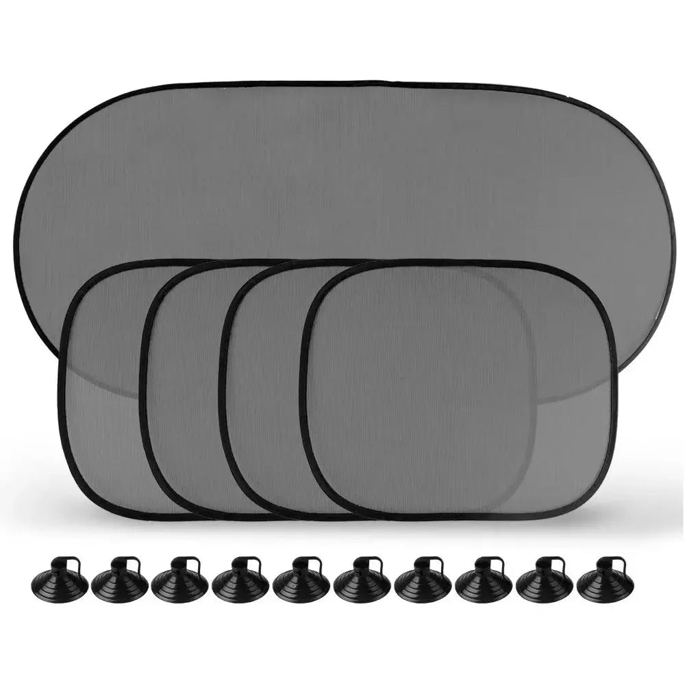 Folding Car Window Sun Shade – UV Block Mesh Protector Car Window Sun Shade HIP 5Pcs Set