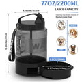 2.2L Portable Dog Water Bottle & Travel Bowl – BPA-Free 77oz Dog Travel Water Bottle HIP WHITE