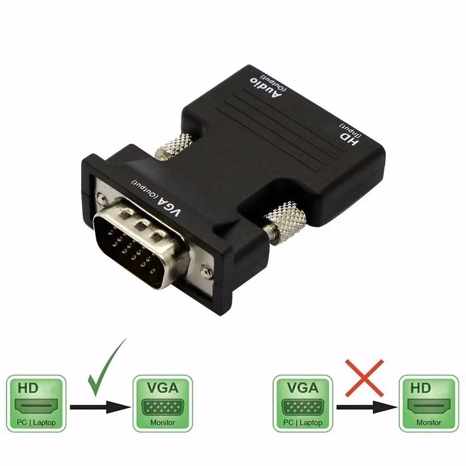 HDMI to VGA Adapter with 3.5mm Audio – 1080P FHD Converter Video Adapter HIP