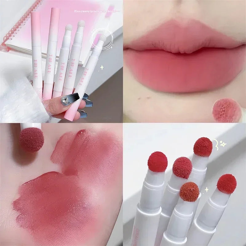 Lip Powder Cream Air Cushion Lips Cream Matte Brick Red Lip Glaze Mud Lipstick Pen Non-Stick Cup Female Lip Tint Korean Makeup HIP