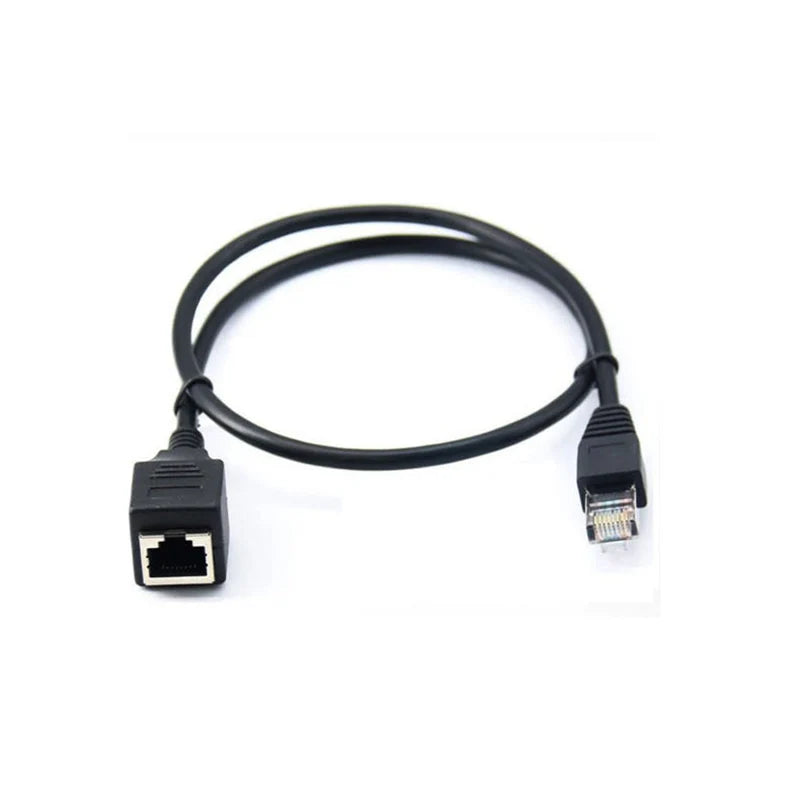 RJ45 CAT5e Network Extension Cable – Male to Female LAN Adapter Network Cable Adapter HIP Black 0.3M