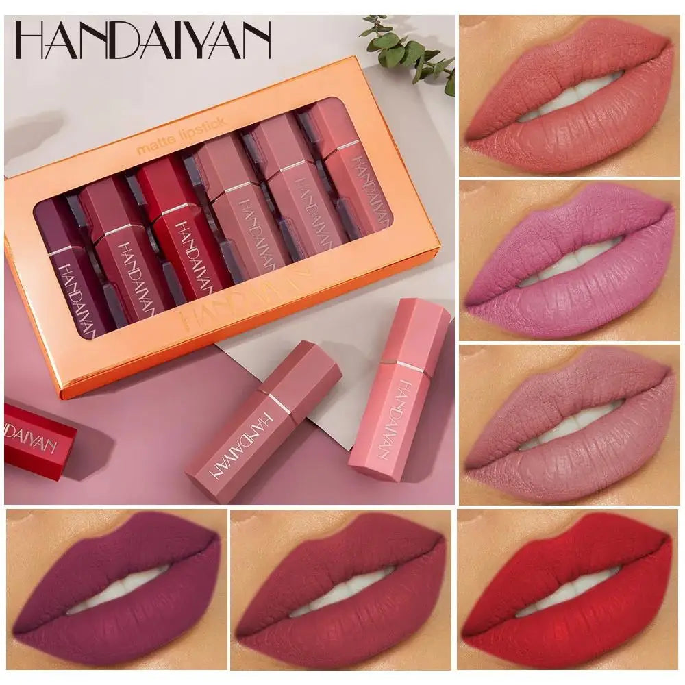 Handaiyan 6-Pc Matte Velvet Nude Lipstick Set – Waterproof Matte Lipstick Set HIP