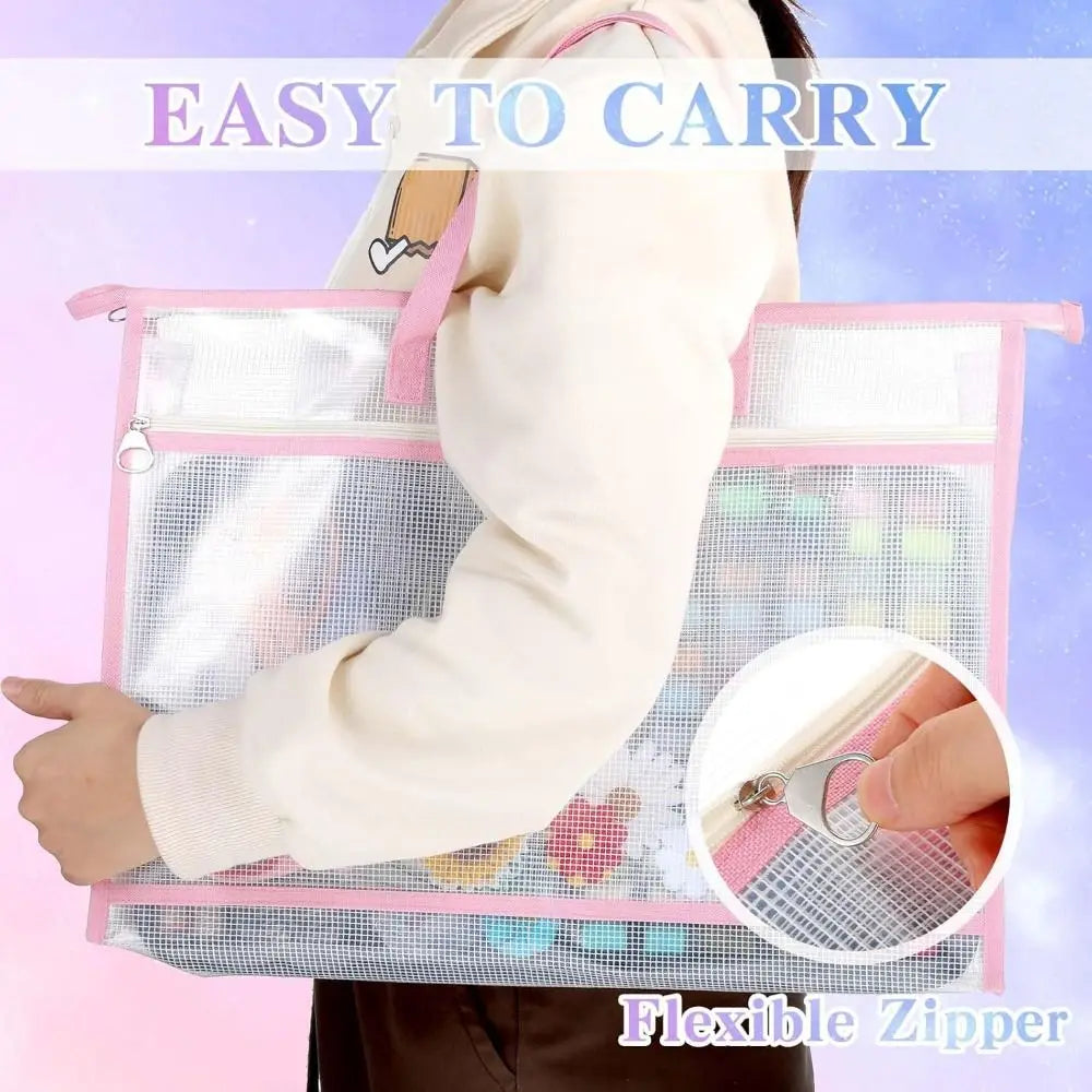 A3 Mesh PVC Art Project Bag – Zipper, Handle, Waterproof Art Storage Bag HIP