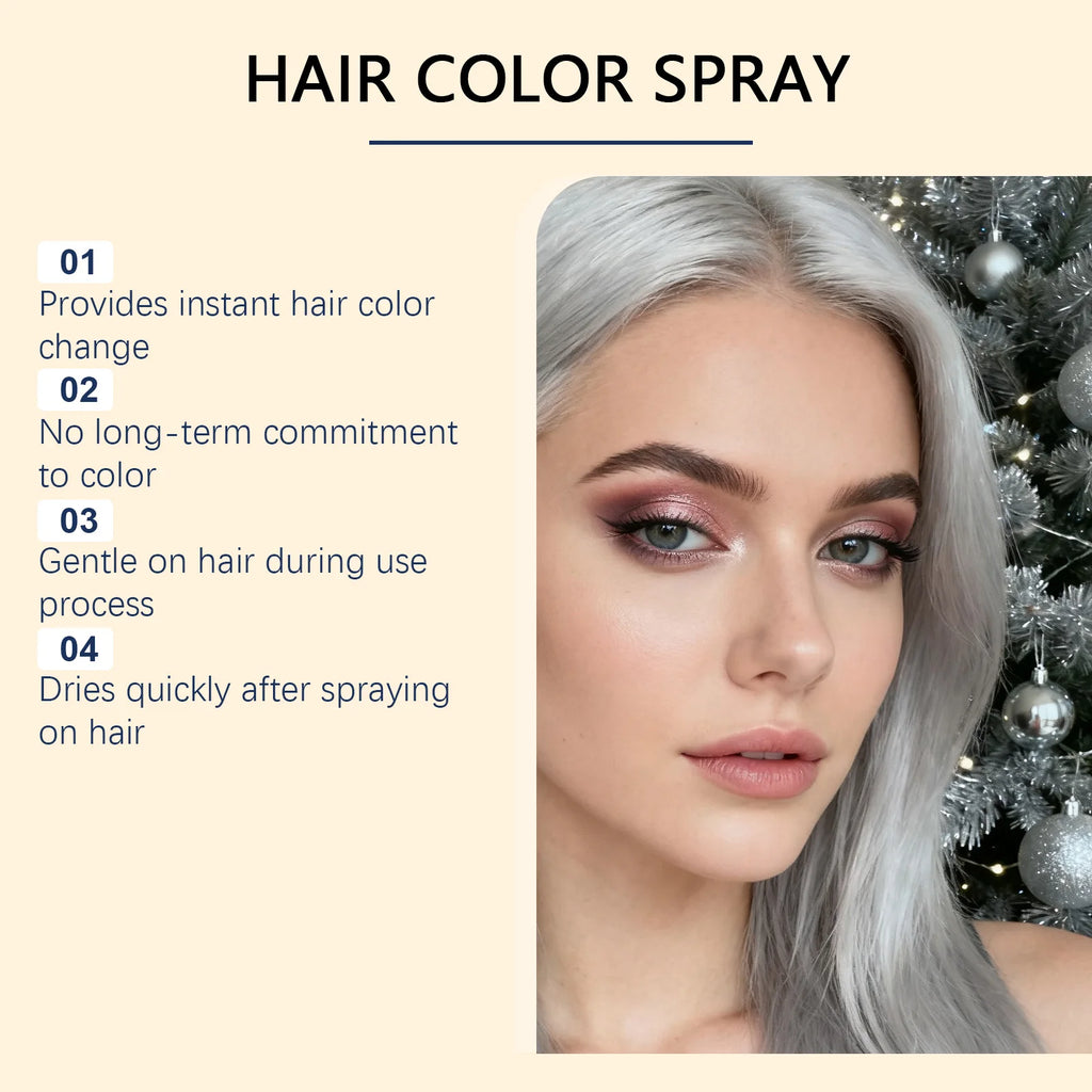 Temporary Silver Gray Hair Spray – Washable Color, Quick-Dry Temporary Hair Color Spray HIP