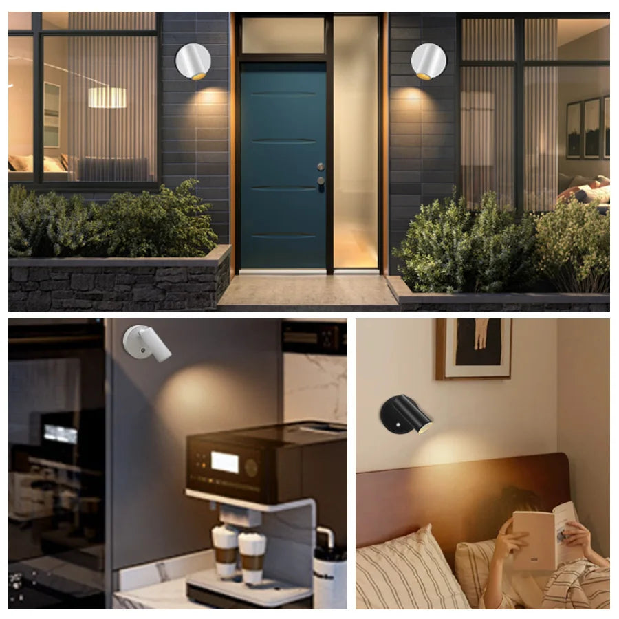 USB Rechargeable Magnetic LED Wall Lamp Reading Light With Touch Switch Dimmable Bedside Lamp Cordless Wall Lamp Spotlight HIP