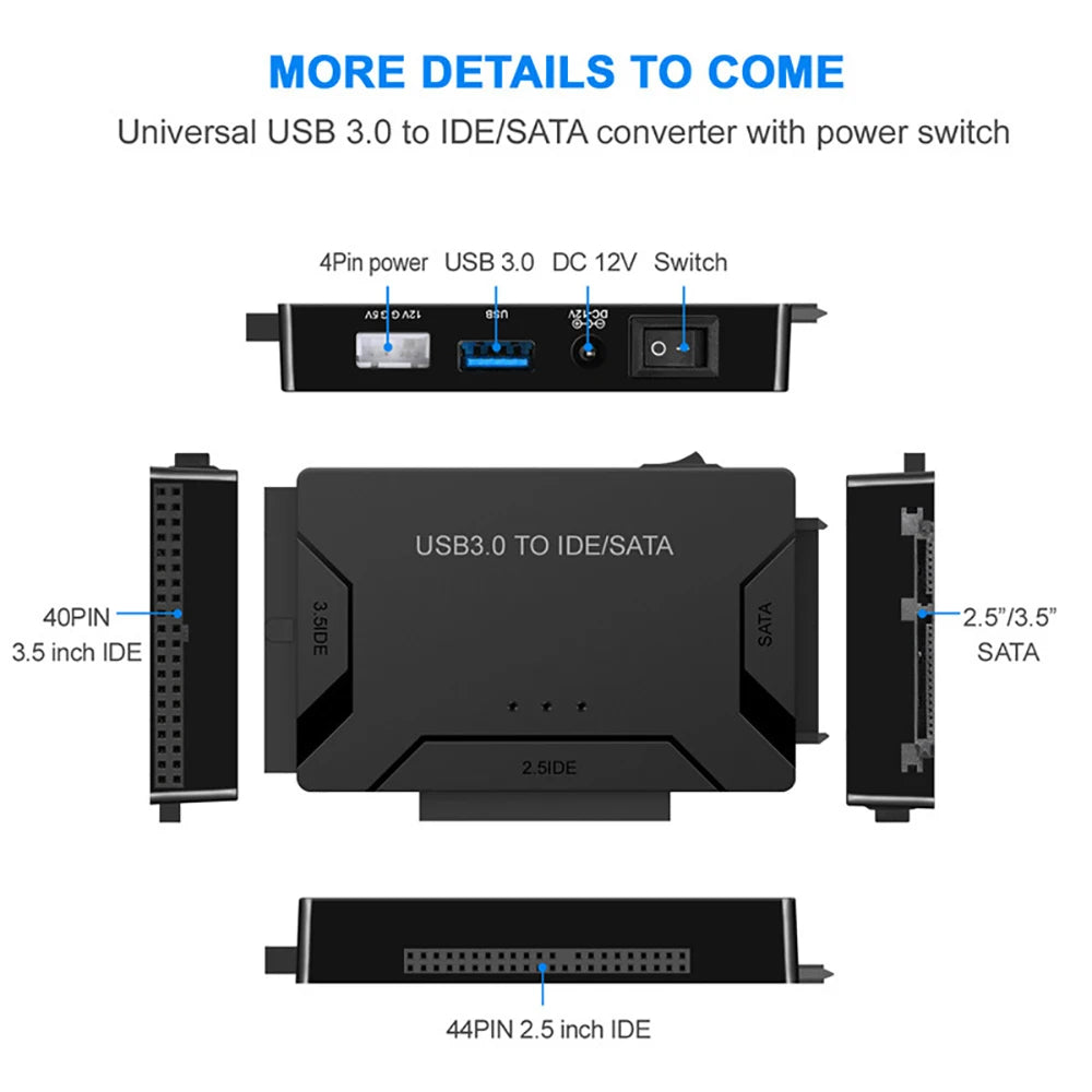 USB 3.0 to SATA & IDE Adapter – HDD SSD Converter | OULLX Hard Drive Adapter HIP