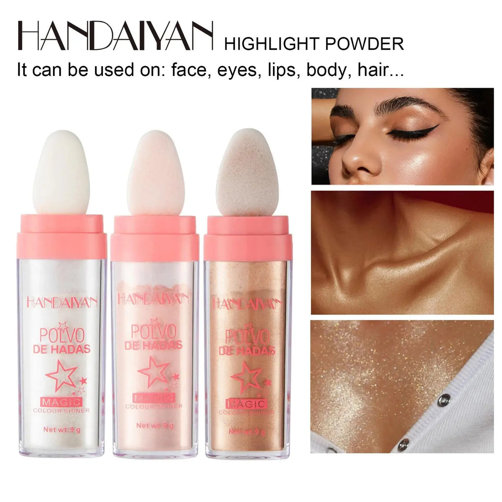 Handaiyan 3-Color Fairy Highlighter Stick – Shimmer & Glow Highlighter Powder Stick HIP