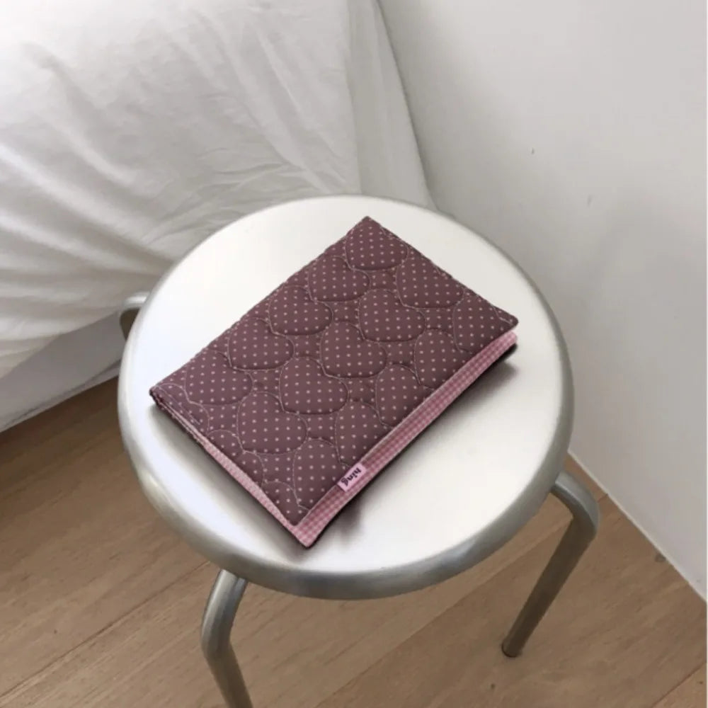 Quilted Cotton A5 Book Cover – Polka Dot Notebook Sleeve Notebook Book Cover HIP Coffee