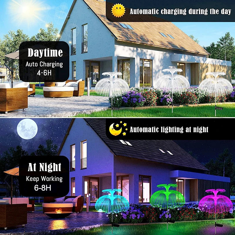 Solar Jellyfish Fiber Optic Lawn Lights – 7-Color LED Garden Solar Garden Light HIP