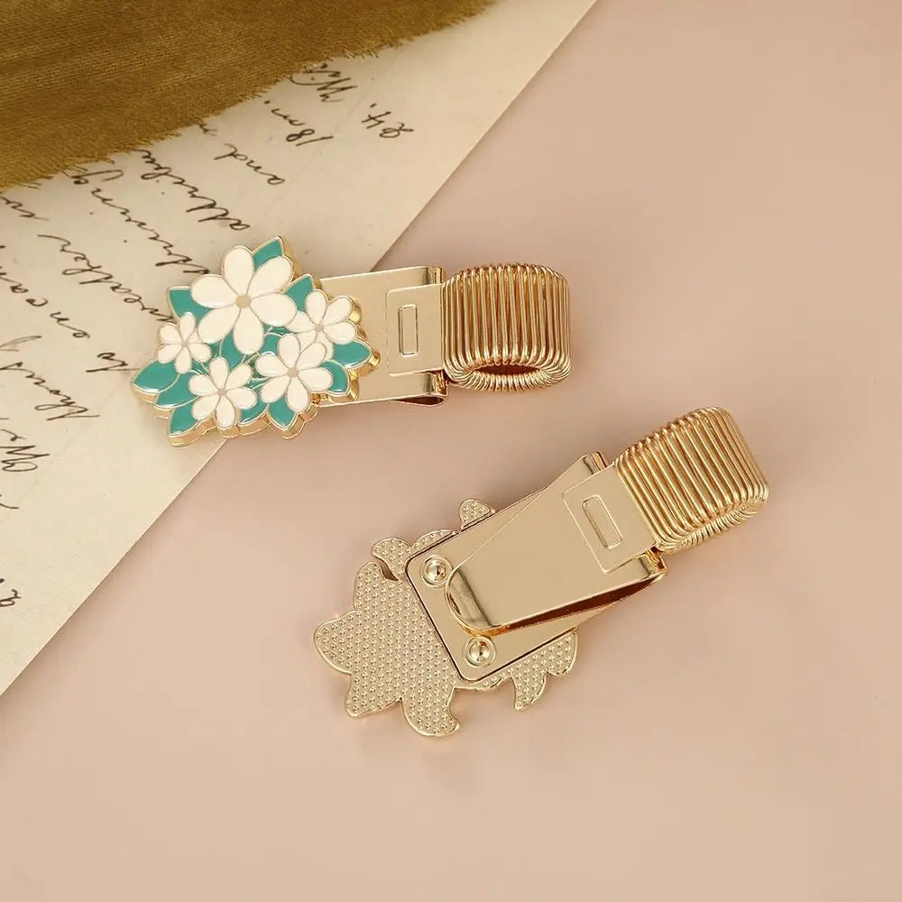 Retro Metal Flower Pen Holder & Notebook Clip – Gold Desk Organizer Clip HIP