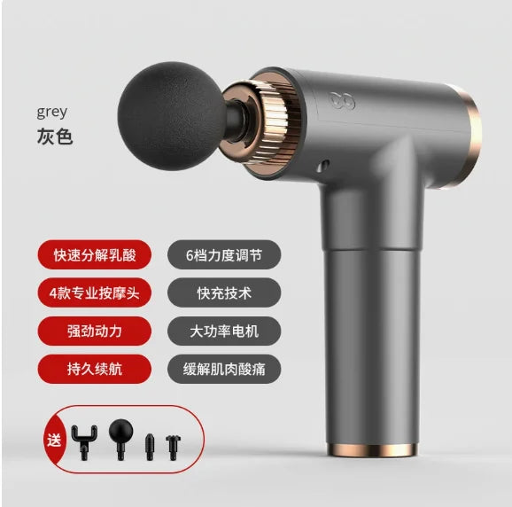 AXH Portable Muscle Massage Gun – LED Touch Screen & 4 Heads Percussion Massage Gun HIP Premium grey