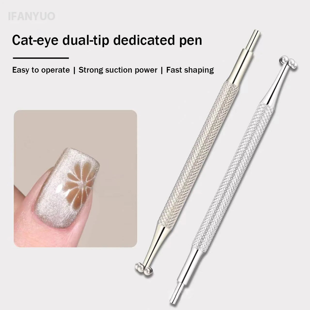 2in1 Flower Lollipop Vortex Cat Eye Nail Magnetic Pen 3D Plum Blossom Vortex Double Head Nail Art Magnet Stick Gel Nail Polish HIP