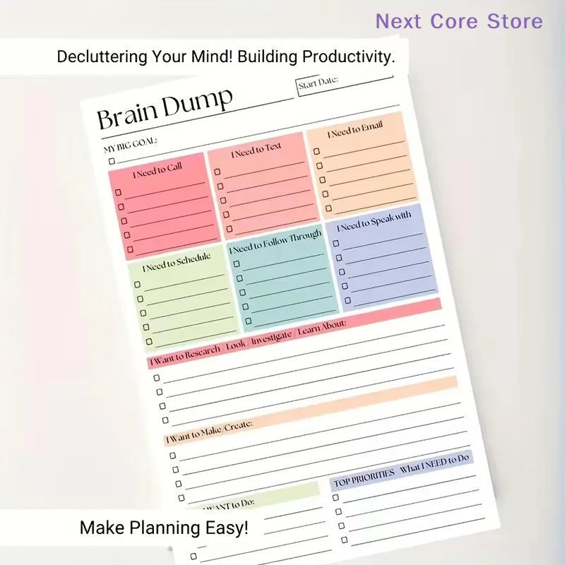 A5 Brain Dump Notebook – Undated To-Do List & Task Planner Planning Notebook HIP