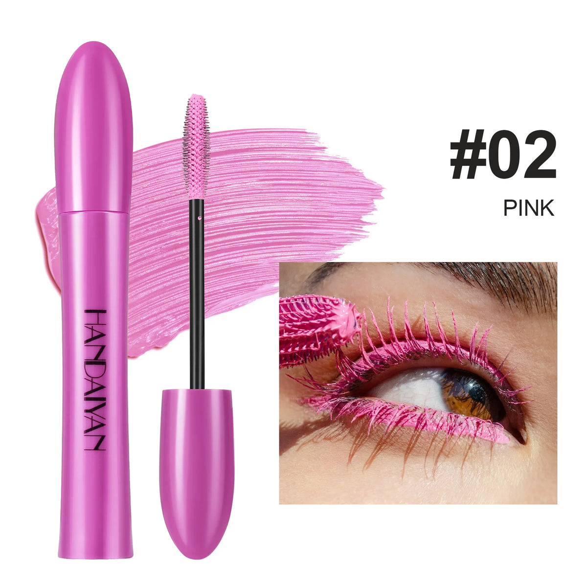 Handaiyan Colorful Silk Mascara – Waterproof & Volumizing Color Mascara HIP 02 PINK 5ml