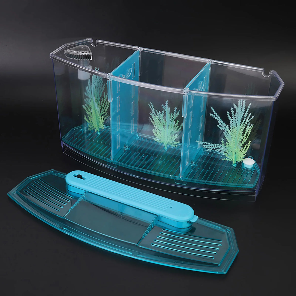 Aquarium Fish Tank LED Acrylic Three Divisions Breeding Isolation Box for Small Fishes HIP