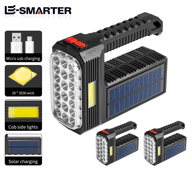 ESMARTER Solar USB Rechargeable LED Flashlight – 4 Modes LED Flashlight Torch HIP