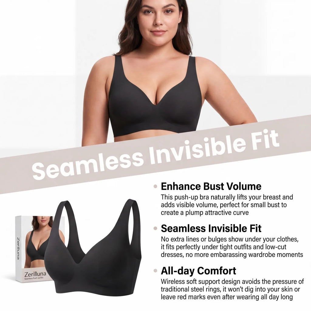 Zeriluna Seamless Wireless Push-Up Bra – Invisible & Breathable Wireless Push-Up Bra HIP