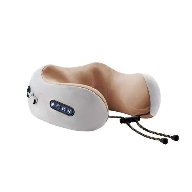 PAQIN U-Shape Neck & Shoulder Vibrating Massager USB Neck Pillow Massager HIP Brown