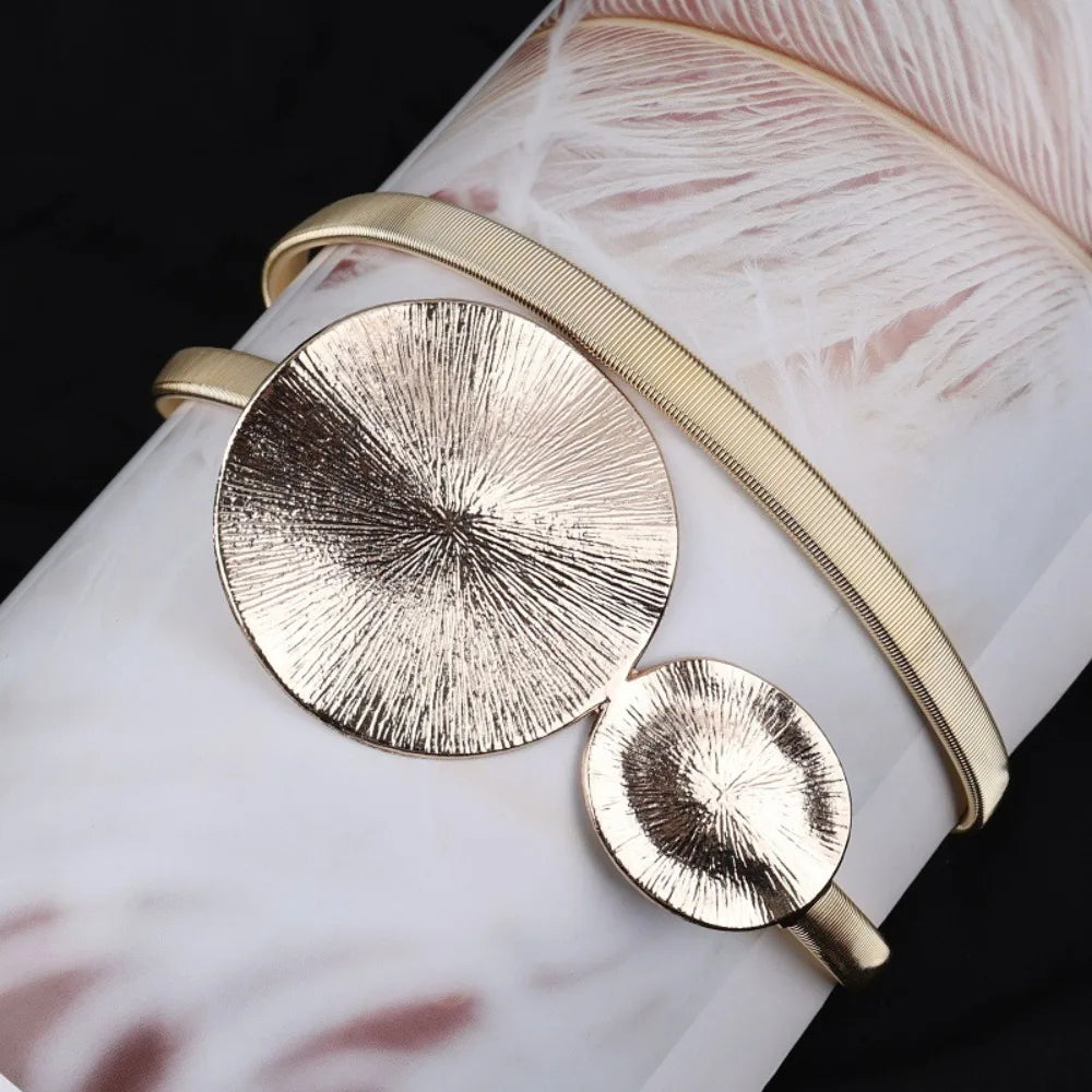 60cm Elastic Gold Silver Leaf Chain Belt for Women Chain Waist Belt HIP 5