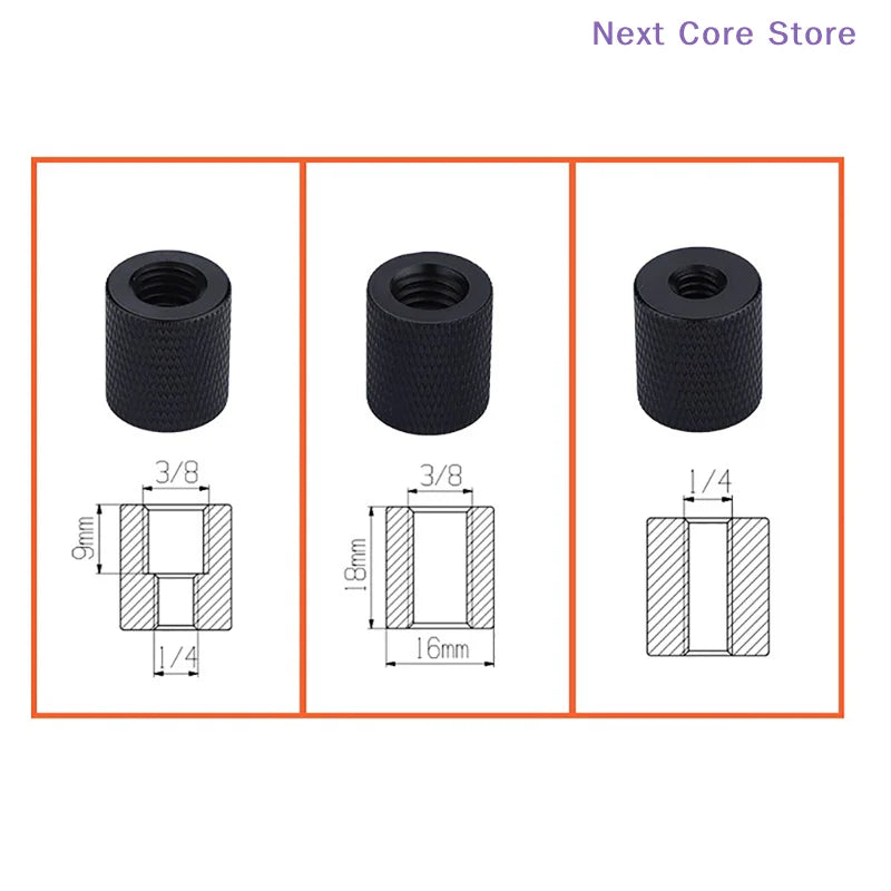 1/4" to 3/8" Tripod Screw Mount Adapter – Black | Camera Tripod Screw Adapter HIP