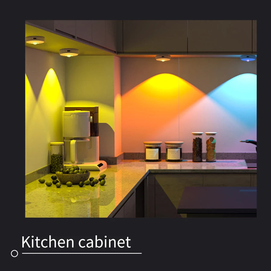 USB Rechargeable RGB LED Night Light With Remote Control Under Cabinet Lights Dimmable Spotlights For Kitchen Wardrobe Closet HIP