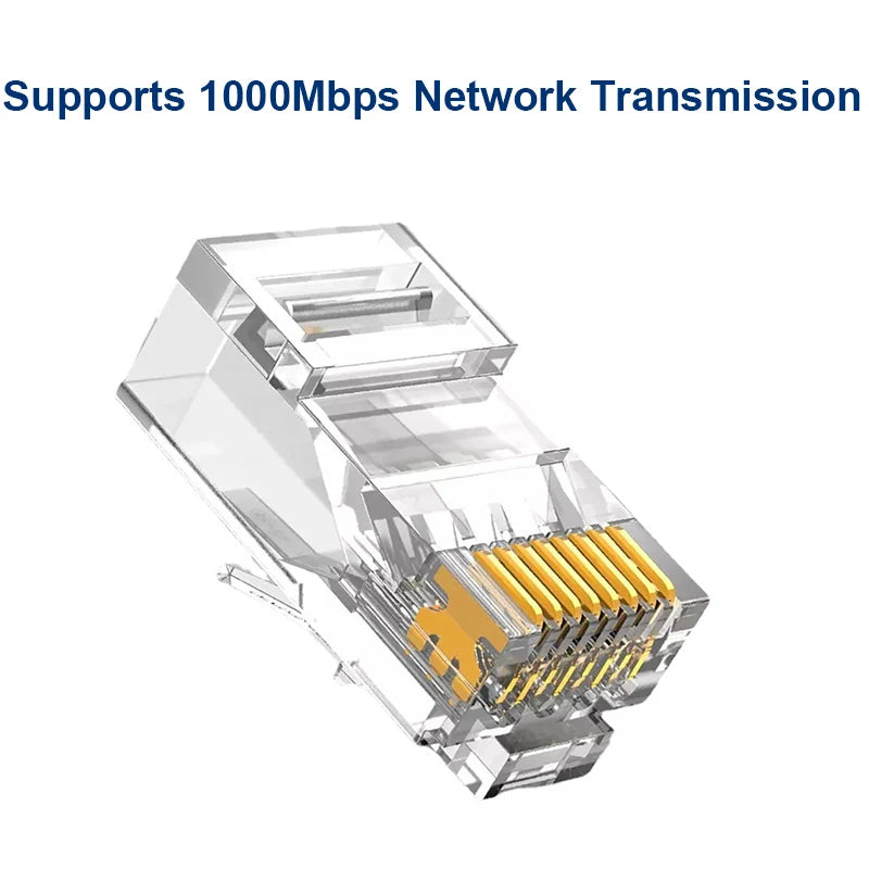 RJ45 Cat6/Cat6e Gold-Plated Network Connector Plugs 20/50/100pk Network Connector Plug HIP
