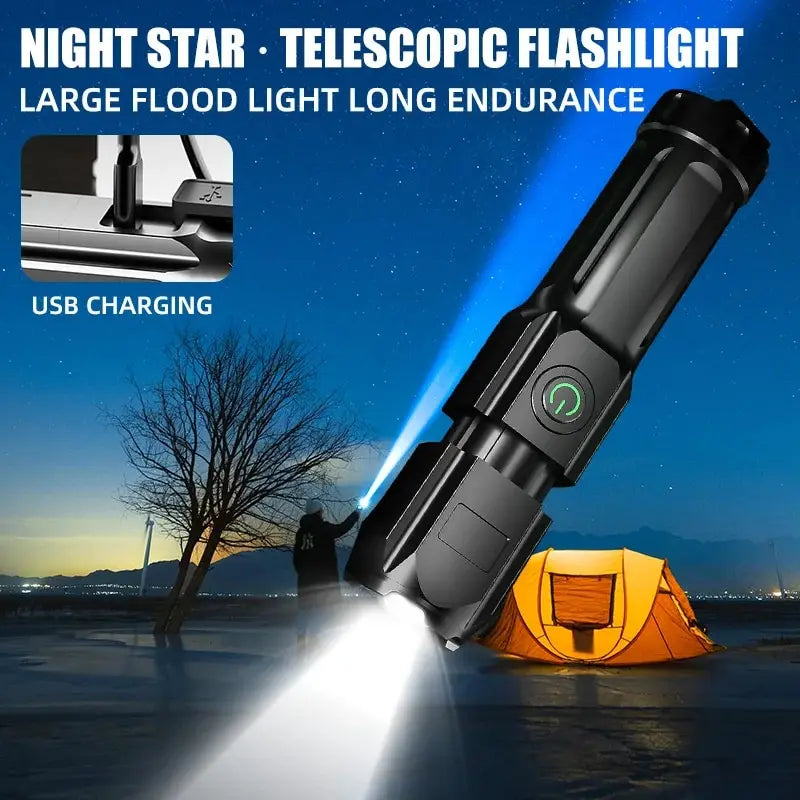Portable USB Rechargeable Zoomable LED Flashlight | 500LM LED Tactical Flashlight HIP
