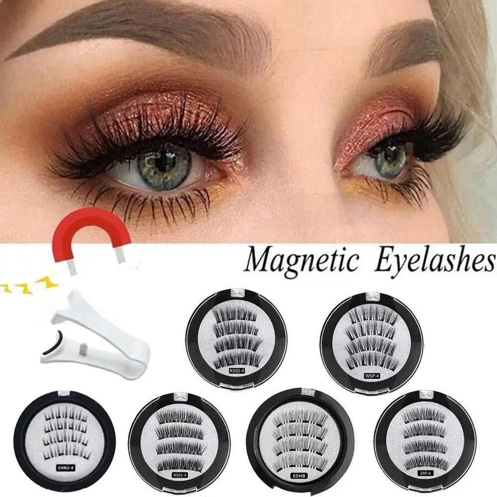 2 Pair 3D Magnetic False Eyelashes Reusable Magnetic Eyelashes With 4 Magnetic Lashes Natural Eyelash Extension Makeup Tools HIP